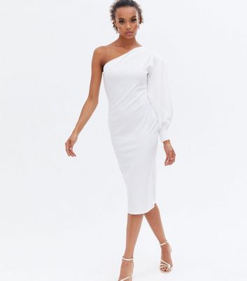 Cheap White One Shoulder Dress